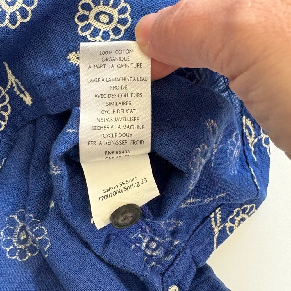 Toad & Co Salton Short Sleeve Shirt Blue Floral Size Large - Picture 5 of 7